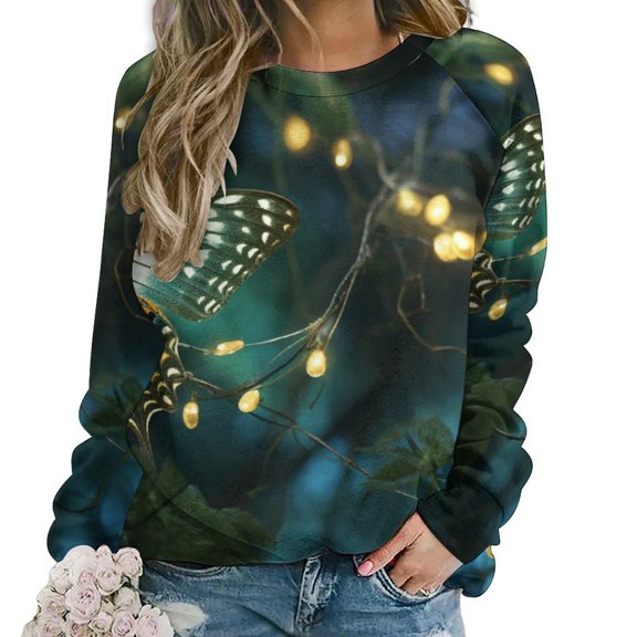 Sweatshirt For Womens Crewneck Landscape Butterfly Hoodies Teen Girls Cute