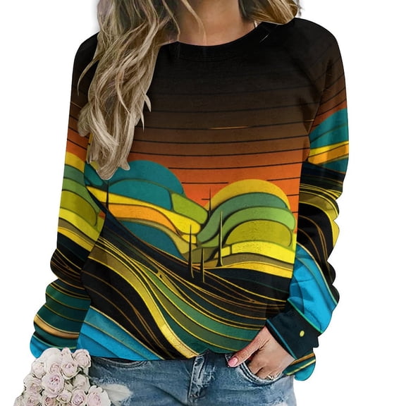 Sweatshirt For Womens Crewneck Simple Golden Ripple Hoodies Teen Girls Cute