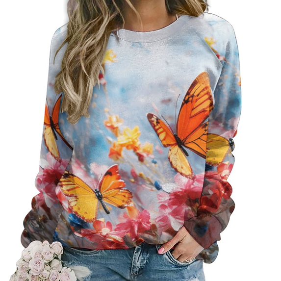Sweatshirt For Womens Crewneck Watercolor Butterfly Hoodies Teen Girls Cute