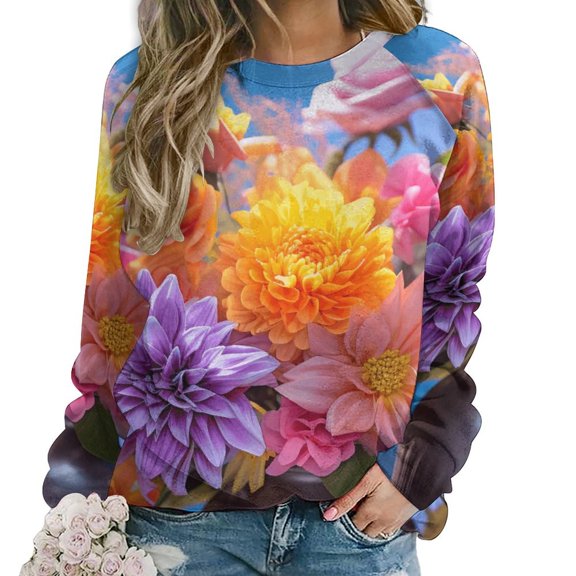 Sweatshirt For Womens Crewneck Watercolor Wildflowers Hoodies Teen Girls Cute