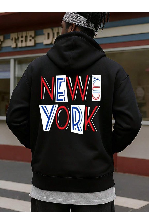 Sweatshirt Funny Hoodies Men's Black Winter Wear, Vintage Style, Comfortable Fit, Patterned Sweatshirt, Streetwear Lover,Versatile And Simple