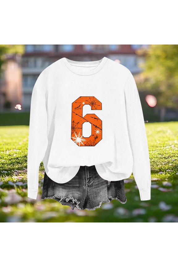 Sweatshirt Funny Meme Six Seven Costume Pullover Long Sleeve Crew Neck Tops Holiday Halloween Costumes
