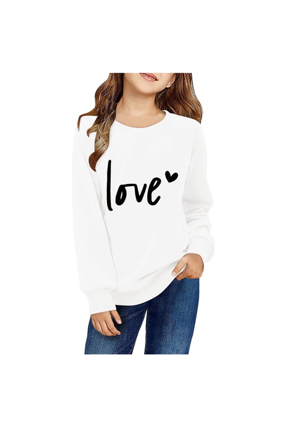 Sweatshirt Girls Jumpers Cute Printed Long Sleeves Sweatshirts Casual Crew Neck Fall Winter Pullover Tops Clothes Casual Comfy Fleece Jumper School Warm Girl Coat