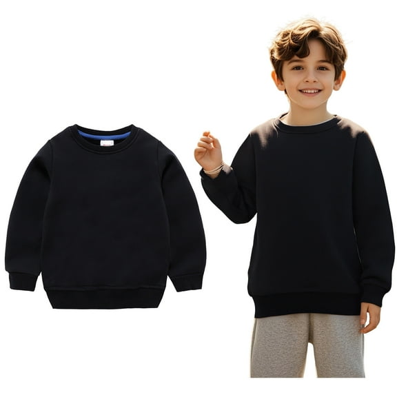 Sweatshirt Girls Long Sleeve Girls Black Sweatshirt Crewneck Loose Fit Pullover Tops Warm Fall Winter Clothes 0-1 Years Old Boy Clothes Boys Girls Fashion