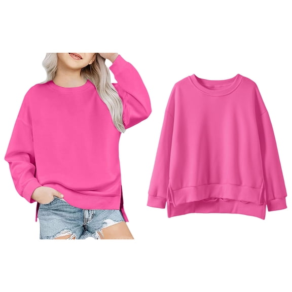 Sweatshirt Girls Long Sleeve Hot Pink Sweatshirts Oversized Crewneck Sweatshirts Fall Clothes Clothes for Kids 11 Years Boys Girls Fashion
