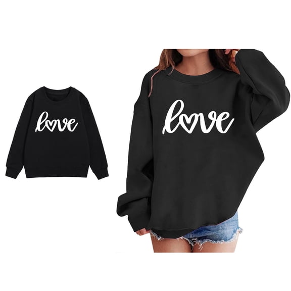 Sweatshirt Girls Valentines Day Sweatshirt Long Sleeve Casual Love Letter Print Sweatshirt Crewneck Pullover Sweatshirt Girls Tops 4-5 Years