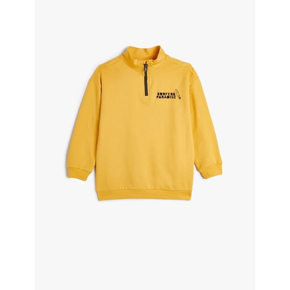 Sweatshirt High Neck Half Zipper Soft Interior Cotton
