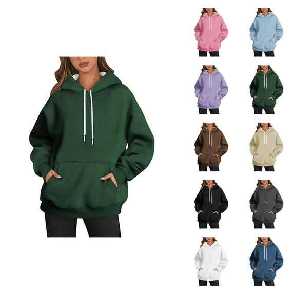 Sweatshirt Hoodie for Women Solid Color Trendy Hooded Sweatshirt with Pockets Hoody Top