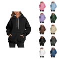 thumbnail image 1 of Sweatshirt Hoodie for Women Solid Color Trendy Hooded Sweatshirt with Pockets Hoody Top, 1 of 4