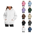 thumbnail image 1 of Sweatshirt Hoodie for Women Solid Color Trendy Hooded Sweatshirt with Pockets Hoody Top, 1 of 4