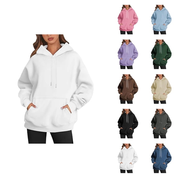 Sweatshirt Hoodie for Women Solid Color Trendy Hooded Sweatshirt with Pockets Hoody Top
