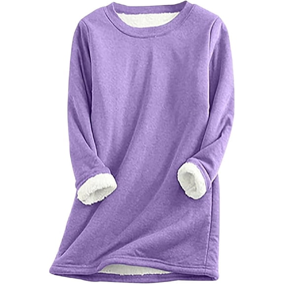 Aricy fall tops for women Long Sleeve Sweatshirts Pullover Plus Size Blouses Tshirt Plush Thick Warm Casual Winter Sherpa Fleece Lined Pullover Tops Trendy Cozy Loungewear