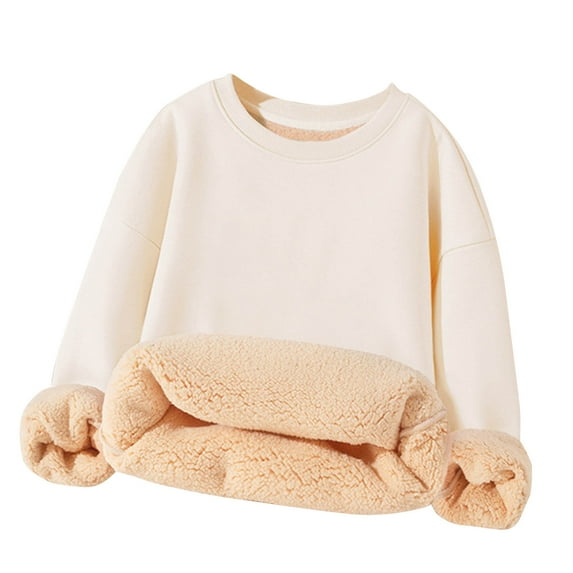 Sweatshirt for Kids Solid Color Long Sleeves Tops Casual Fleece Sweater Crew Neck Oversized Pullover Cotton Clothes Casual Comfy Fall Winter Warm Sweatshirts Kids Coat