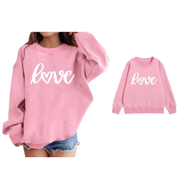 Sweatshirt for Kids Valentines Day Sweatshirt Long Sleeve Casual Love Letter Print Sweatshirts Crewneck Sweatshirt Pullover Little Boy Clothes 6-7 Years