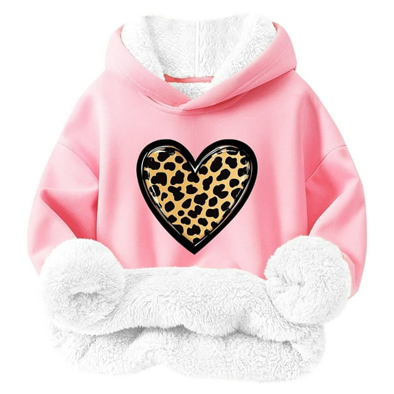 Sweatshirt for Little Girls Crewneck Oversized Pullover Cotton Clothes Printed Long Sleeves Tops Casual Fleece Sweater Fall Winter Warm Sweatshirts Kids Hoodies