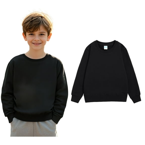 Sweatshirt Long Sleeve Black Sweatshirt Girls Pullover Crewneck Blouse Shirt Tops Winter Clothes Clothes for 5-6 Years Old Girls Boys Girls Fashion