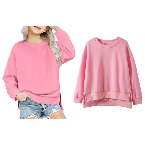 Sweatshirt Long Sleeve Girls Pink Sweatshirt Crewneck Pullover Tops Fall Winter Clothes Little Boy Clothes 9 Years Boys Girls Fashion