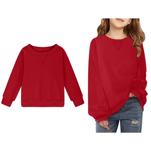 Sweatshirt Long Sleeve Girls Red Sweatshirt Oversized Crewneck Sweatshirts Winter Clothes Clothes for Girls 5-6 Years Boys Girls Fashion