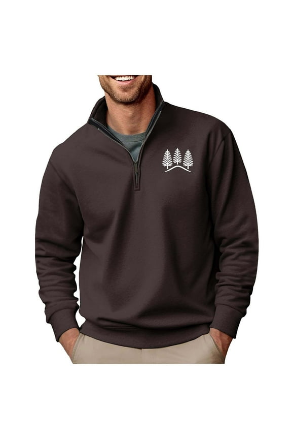 Sweatshirt for Men Half Zip Tactical Oversize Polos Zipped Combat Pullover Sweater Elastic Printed Thermal Coat Round Collar Lightweight Work Leaisure Gym Casual Streetwear