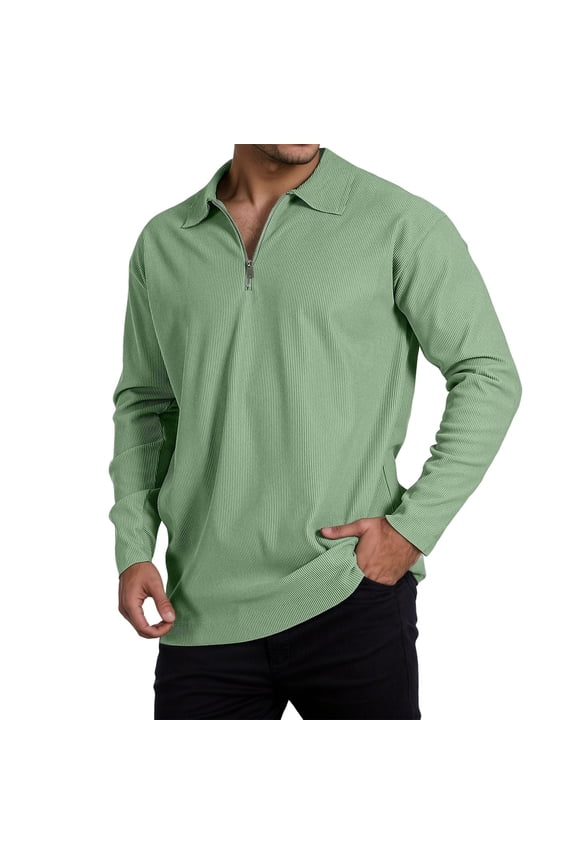 Sweatshirt Men Long Sleeve Striped Zippered Collar Mens Performance Polos,GN1,M