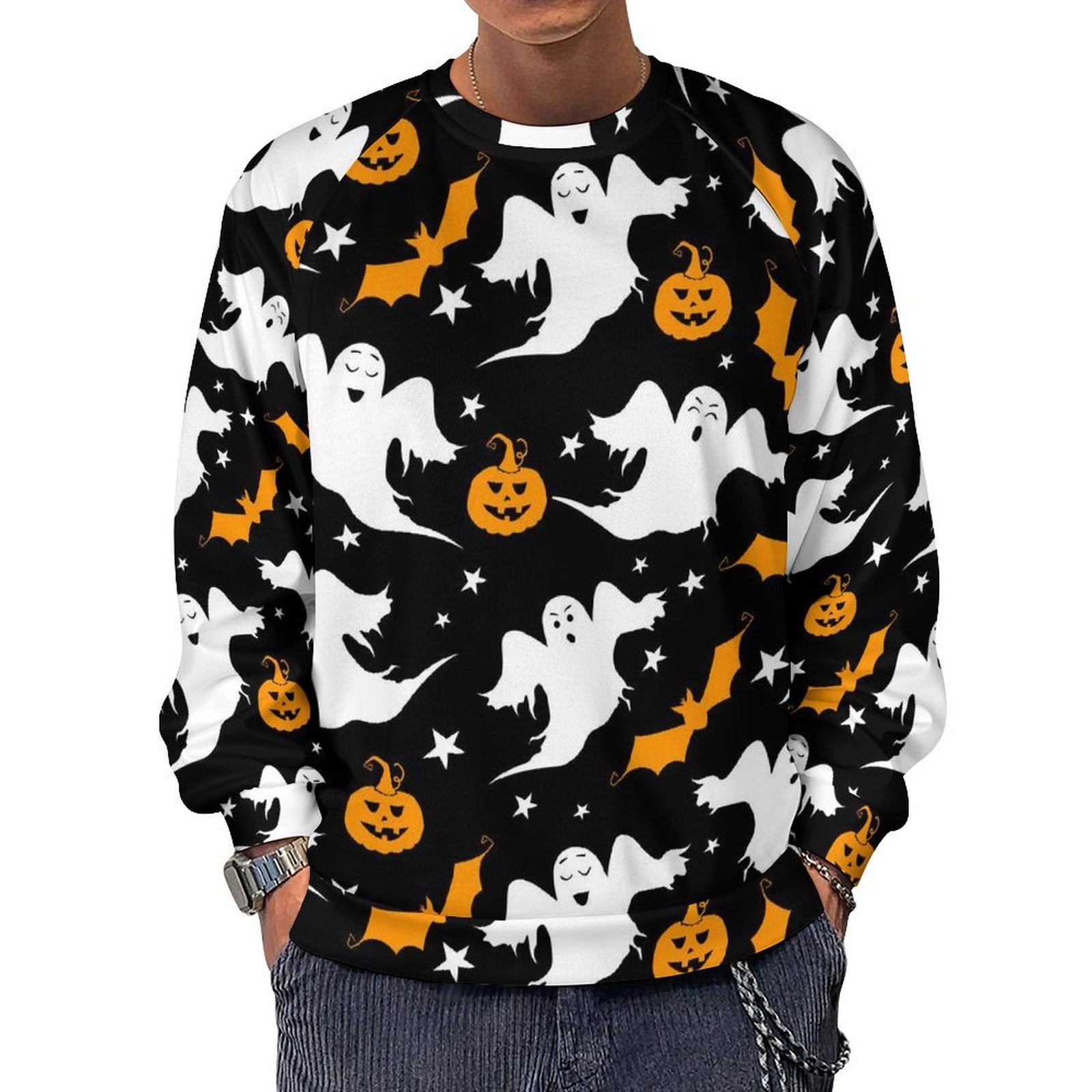 Damen Sweatshirt Halloween Hexe - Leichter Pullover Mit Rundhals