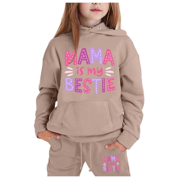 Sweatshirt Sets Kids - Child Boys Girls Long Sleeve Solid Warm Hoodie Pullover Tops Pants Kids Outfits Sweat Suit (Khaki,4-5 Years)