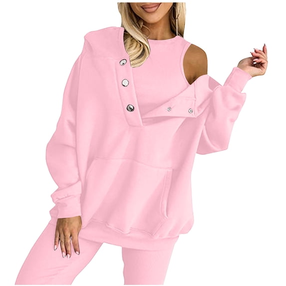 Sweatshirt Sets for Women Womens Oversized Hoodies Sweatshirt-Singlet Pullover Sweatshirts With Pockets Fall 2 Piece Suit Fall New Arrivals