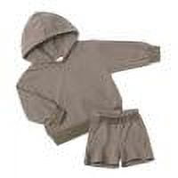 Sweatshirt Shorts Set for Boys Girls Long Sleeve Hoodies with Shorts Solid Casual Two Piece Toddler Girl Clothes, Gray, 5 Years