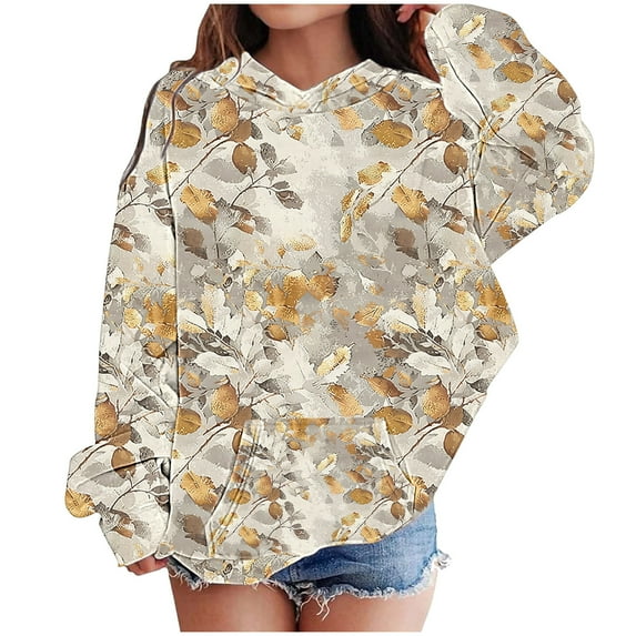 Sweatshirt Tops for Girls Cute Printed Long Sleeves Hoodies Casual Crew Neck Fall Winter Pullover Tops Clothes Comfy Jumper School Warm Girl Sweatshirts