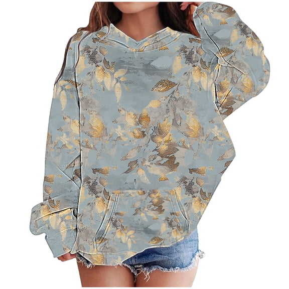Sweatshirt Tops for Girls Cute Printed Long Sleeves Hoodies Casual Crew Neck Fall Winter Pullover Tops Clothes Comfy Jumper School Warm Girl Sweatshirts
