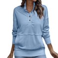 thumbnail image 1 of Sweatshirt for Women Button Down Long Sleeve Tops Lightweight Pullover Casual Tops for Women Workout Tops for Women Comfort Colors Sweatshirt Plus Size Summer Outfits,Sky Blue,2XL, 1 of 7