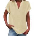 thumbnail image 1 of Sweatshirt For Women, Casual Colors V Neck Short Sleeve Shirt T Top Y2K Tops Sweatshirt Black Crop Tops Women Tie Front Tops Peasant Dress Shirts Cap Tops Shirts Tank (S, Beige) ZMTing, 1 of 4