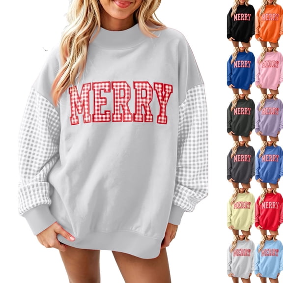 Sweatshirt for Women Christmas Buffalo Plaid Novelty Print Sweatshirts Mock Neck Preppy Clothing Regular Fit Breathable Top for Festival Weekend Outing