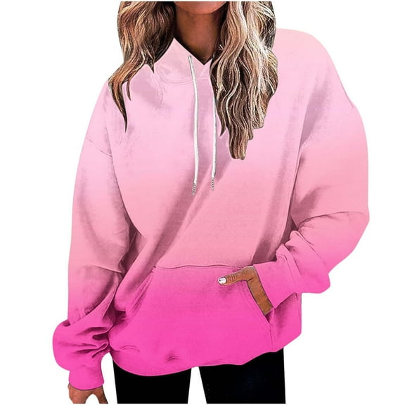 Sweatshirt for Women Crew Neck Long Sleeve Loose Pullover Hoodies Casual Gradient Drop Shoulder Fall Winter Outfits Fashion Lightweight Clothes Trending Workout Tops