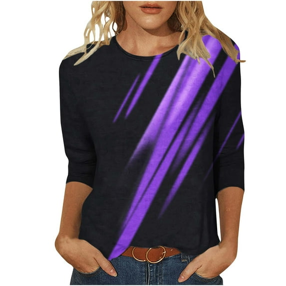 Sweatshirt Women Graphic Womens Fall Tops Clearance Under $5 Comfortable Casual 3/4 Sleeve Round Neck Pullover Tops Blouse Shirt