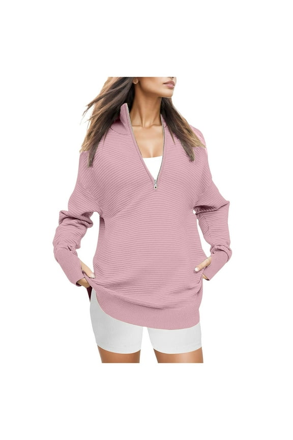 Sweatshirt for Women Half Zip Cropped Pullover Hoodies Fall Winter Tops Oversized Zip Up Hoodie for Women Baggy Loose Basic Zipper Hooded Sweatshirt Coat Y2K Jacket