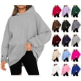 thumbnail image 1 of Sweatshirt for Women Hooded Sweatshirts Plain Womens Casual Long Sleeve Pullover Tops Ndbuld Casual Christmas Solid Round Neck Long Sleeve Pullover Blouse Sweatshirt Gray 2XL, 1 of 8