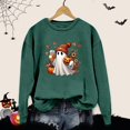 thumbnail image 1 of Sweatshirt for Women Oversized Halloween Fall Ghost Pumpkin Floral Graphic Long Sleeve Pullover Crew Neck Streetwear Y2K Casual Loose Fit Top Dark Green M, 1 of 5