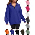 thumbnail image 1 of Sweatshirt For Women Plus Size Casual Long Sleeve Collared Shirt Lightweight Half-Zip Solid Color Loose Pullover Tops for Outdoor Hiking Sport Womens Clothes, 1 of 7