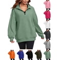 thumbnail image 1 of Sweatshirt For Women Plus Size Casual Long Sleeve Collared Shirt Lightweight Half-Zip Solid Color Loose Pullover Tops for Outdoor Hiking Sport Womens Clothes, 1 of 7