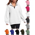thumbnail image 1 of Sweatshirt For Women Plus Size Casual Long Sleeve Collared Shirt Lightweight Half-Zip Solid Color Loose Pullover Tops for Outdoor Hiking Sport Womens Clothes, 1 of 8