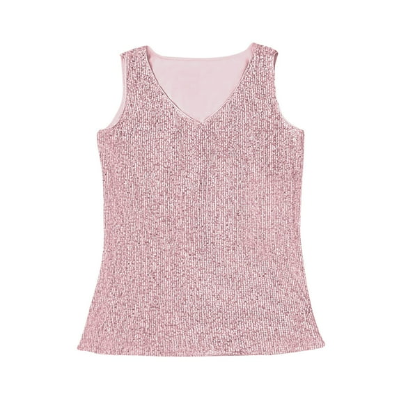 Sweatshirt For Women, Plus Size Sequins Tank Tops Loose Sleeveless Tunic Shirts Dressy Business Casual Party Blouse Spring Tops Women 2025 Fringe Crop Tank Tops Tunic Leggings (L, Pink) ZMTing