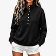 thumbnail image 1 of Sweatshirt for Women Qiggri Women's Waffle Knit Stand Collar Sweatshirt Half Button Long Sleeve Loose Pullover Top With Pockets Lightweight Fall Top L, 1 of 6