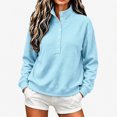 thumbnail image 1 of Sweatshirt for Women Qiggri Women's Waffle Knit Stand Collar Sweatshirt Half Button Long Sleeve Loose Pullover Top With Pockets Lightweight Fall Top XXL, 1 of 6