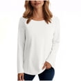thumbnail image 1 of Sweatshirt Women Waffle Knit Top Woman Crew Neck Pullover Solid Color Long Sleeve Tops Loose Fit Sweaters Casual Pullover Tops for Leggings Plain Fall Tunics White XL, 1 of 6