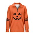 thumbnail image 1 of Sweatshirt for Women Women's Print Casual Zipper Pullover Long Sleeve Hoodless Hoodie Boyfriend Oversized Sweater Ladies Sweat Jacket Athletic Jacket Binding Light Sweaters Women Orange M, 1 of 3