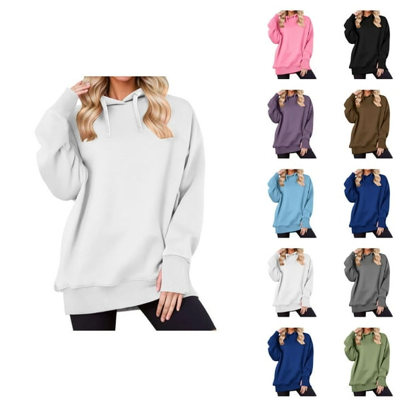 Sweatshirt for Women Women's Solid Color Sweatshirt Women's Casual Long Sleeve Hooded Sweatshirt Solid Color Pullover Fashion Hoodie For Daily Wear Comfortable Loungewear