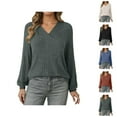 thumbnail image 1 of Clothes for Women Women's Solid Sweatshirt Women's European And Autumn Casual Pullover V Neck Striped Loose Long Sleeved T Shirt Top Sweater, 1 of 8