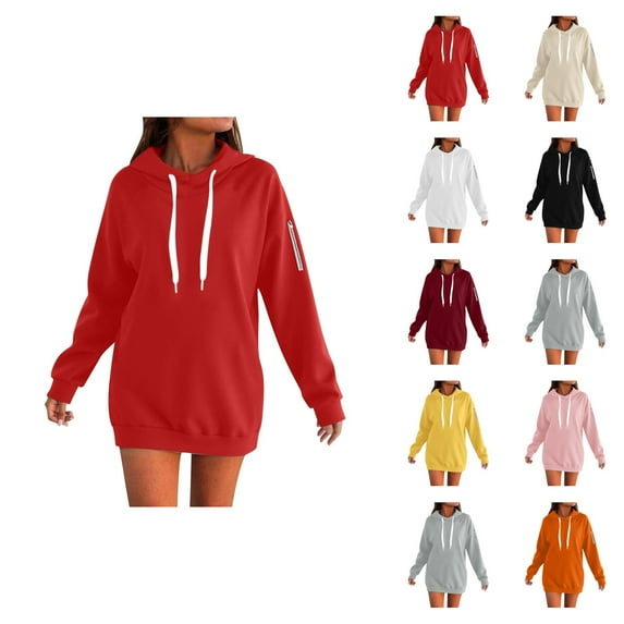 Sweatshirt for Women Women's Solid Color Sweatshirt Women's Zip Up Hoodie Soft Cozy Pullover Long Sleeve Casual Sweatshirt With Pocket For Outdoor Fall Winter Comfort