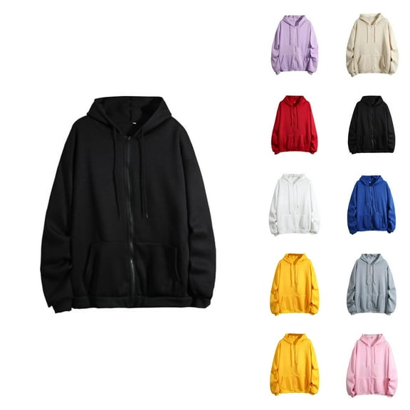 Sweatshirt Women Women's Solid Sweatshirt Women Winter Warm Fashion Long Sleeve Loose Solid Color Hooded Zipper Pocket Sweatershirt Coat